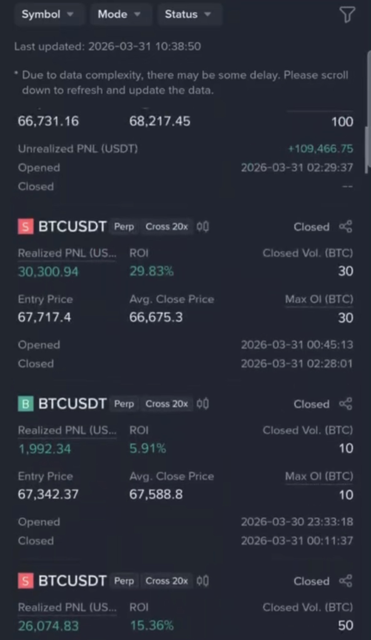 코월 @cowarrr 트레이딩 기록 화면 2